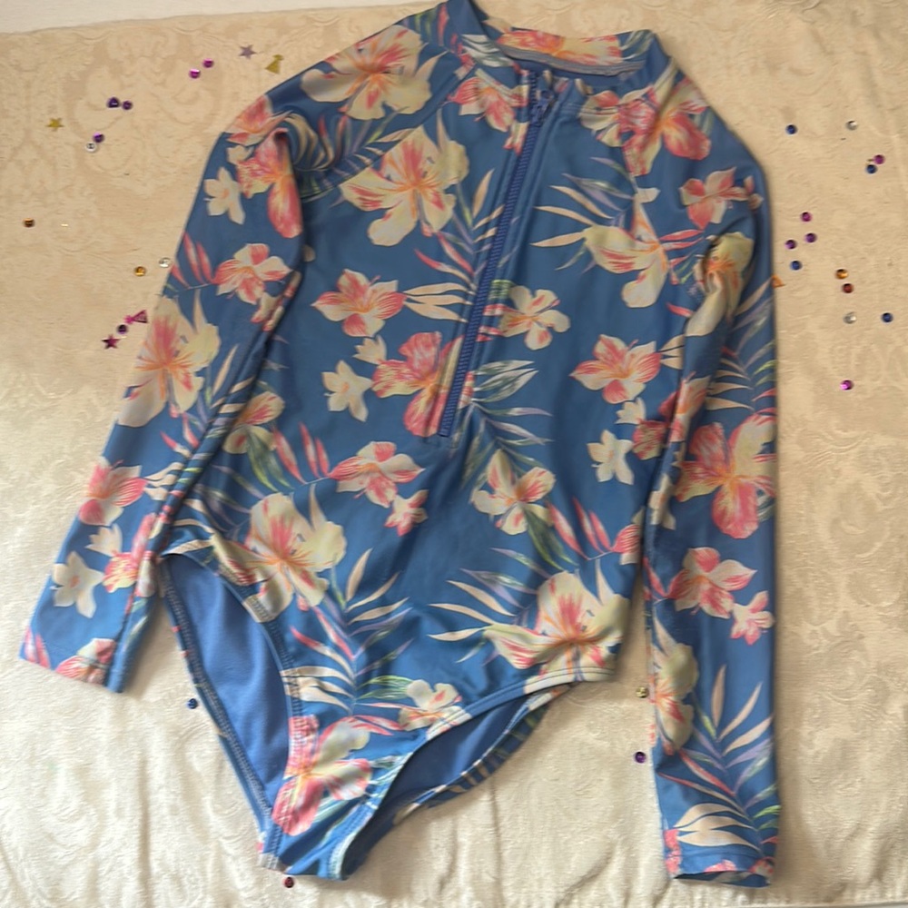 One piece long sleeve size 7/8 bathing suit